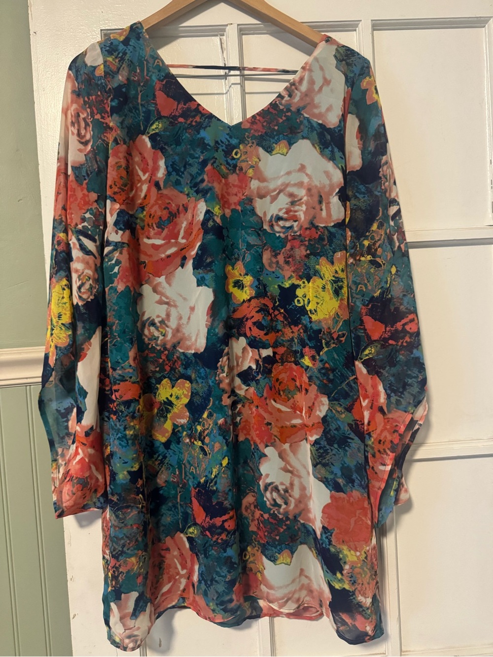 Pink Owl Floral Mini Dress - Teal, Coral, Yellow, White